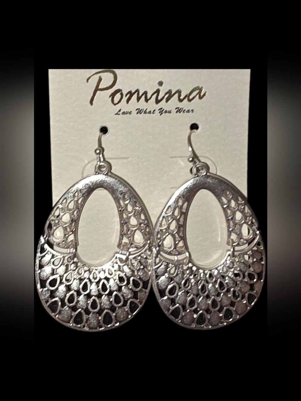 Silvertone Teardrop Filigree Earrings